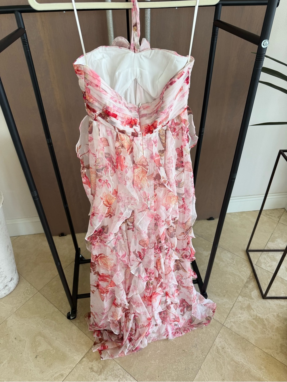 PatBO Pink Floral Halter-Ruffle Maxi Dress - Picture 3 of 5